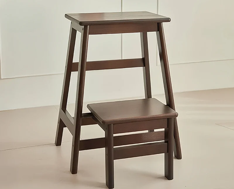 Household folding herringbone ladder thickened solid wood chair and stool multi-functional dual-purpose shoe changing stool