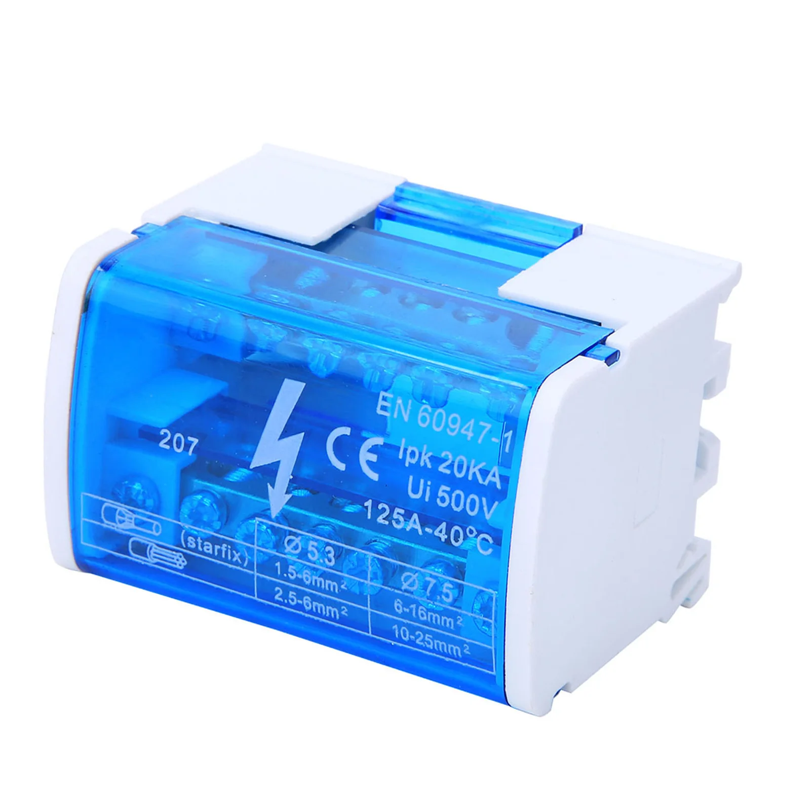 Terminal Distribution Box Din Rail 2-Level Single Phase with Transparent Dust Cover 207