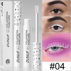 White Slender Curly Mascara, Color Mascara Waterproof Not Easy To Smudge, Portable Fine Brush Head,Holiday Makeup