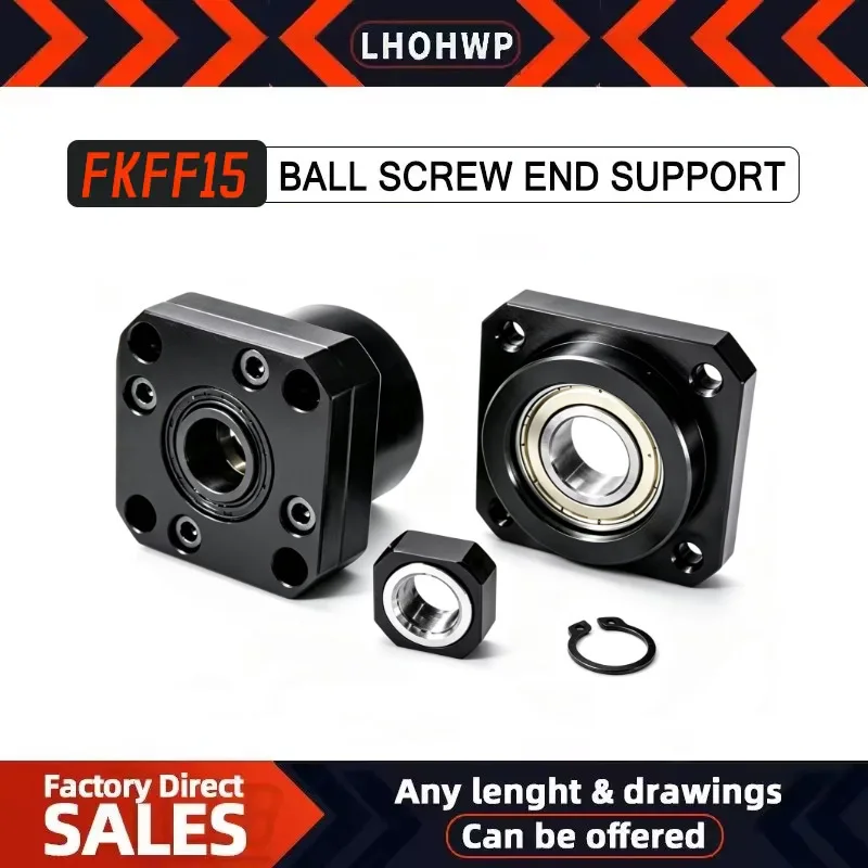 1/2PC FK15 + FF15 Ball Screw Support Set Fixed  Bearing Seat For SFU2004/2005/2010/2020 Ball Screw