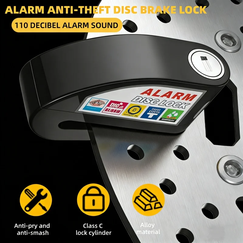 

Motorcycle Anti-Theft Brake Lock With Alarm Function, Waterproof Safety Lock, Aluminum Alloy Duty Anti-Theft Protection Lock