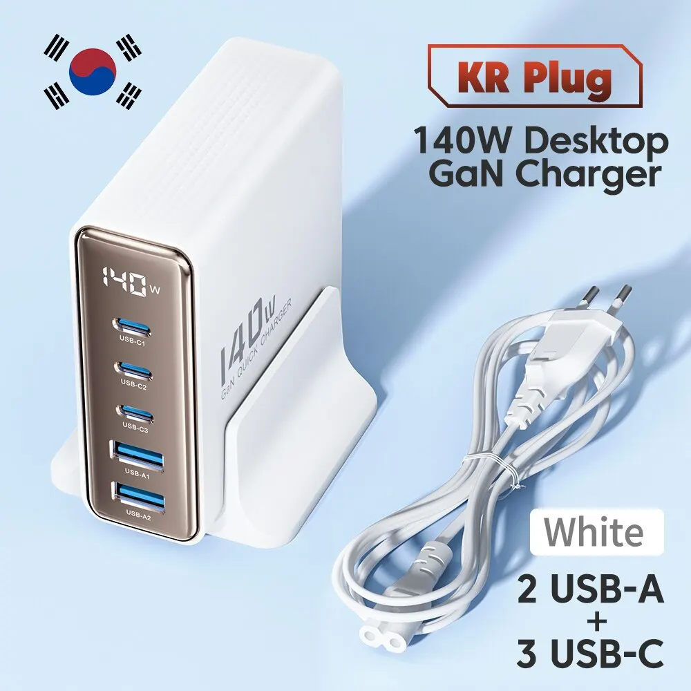 Toocki 140W Gan Usb Oplader 5in1 Desktop Snel Opladen Usb Type C Oplader Led Display Oplader Voor Iphone Xiaomi Smartphone Laptop