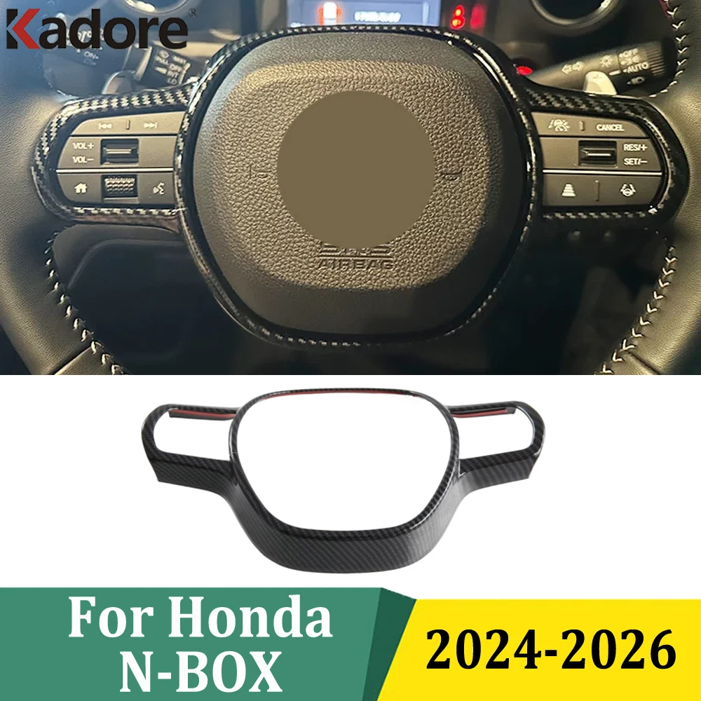 For Honda N-BOX 2024 2025 2026 Steering Wheel Protective Cover Trim Interior Steering Wheel Bezel Cover Car Sticker Accessories