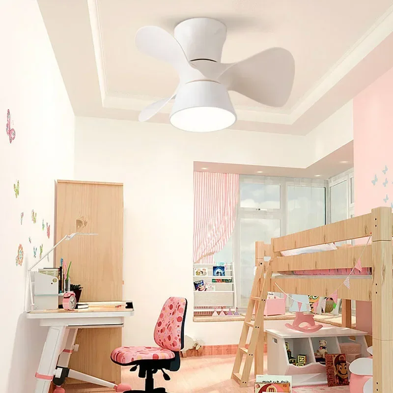 Fan Ceiling Lamp Small Macaron Fans Light For Living Room Bedroom Children Room Cute Colorful 22 Inch Remote Control Ventilator