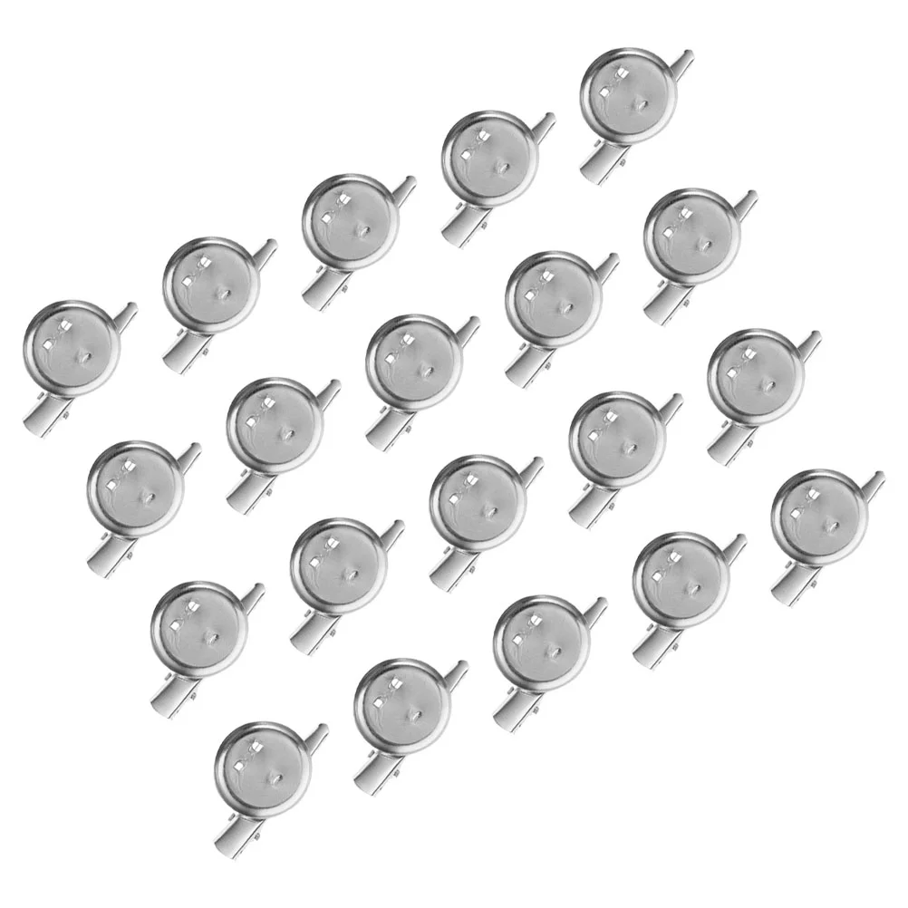 20 Pcs Pallet Clip Brooch Jewelry Craft Accessories Mini Bird Nest Tray Clasps Pin Iron Round