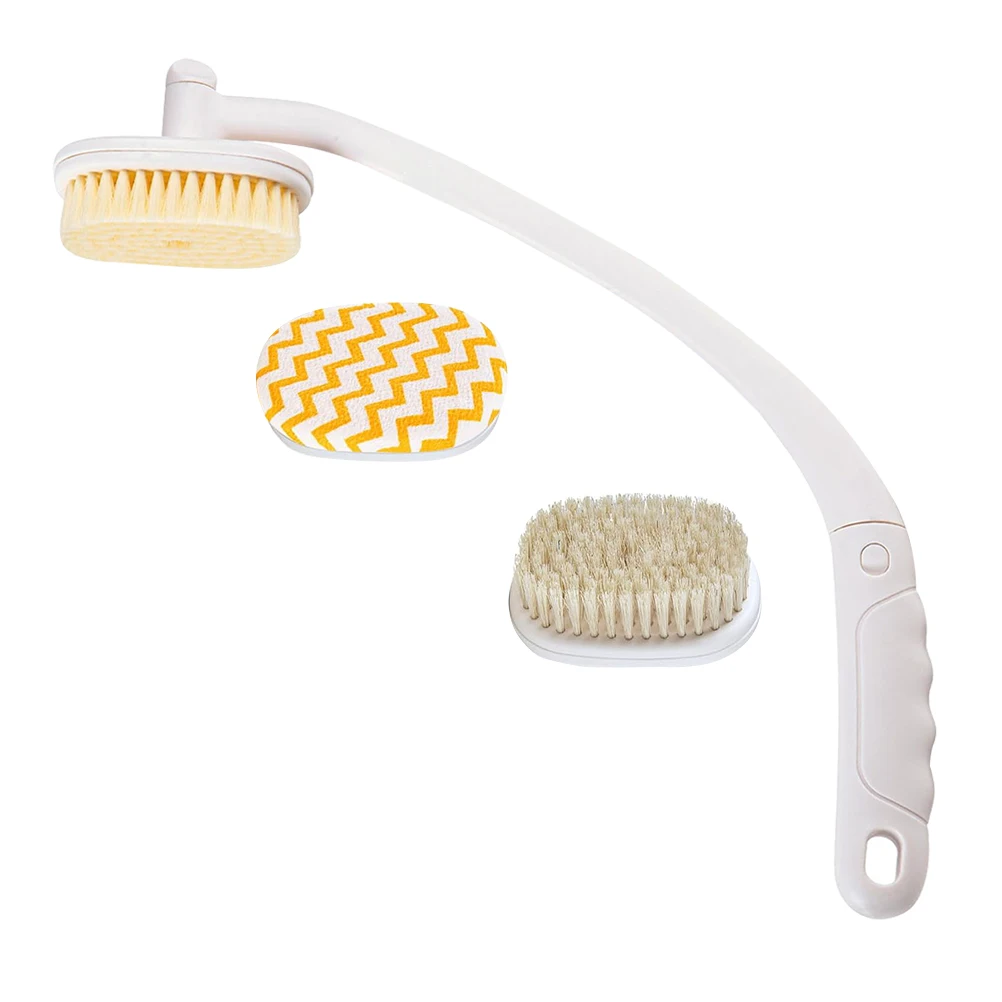 

Elderly Bath Brush Long H for Shower Body Scrub Massage Back Cleaner Bath Wash Brush Set of 3 Replaceable Heads