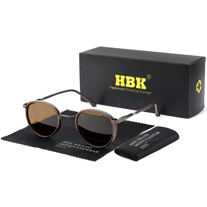 HBK TRetro Punk Herren Polarisierte Sonnenbrille Rundes Design Modische UV400 Unisex Sonnenbrille Reise Party Ideaal für Geschenke – Detail 13