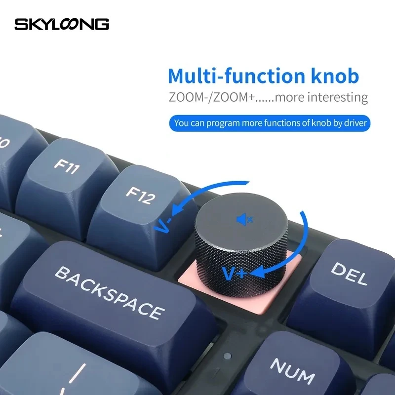 Skyloong GK980 3 Modes 2.4G Wireless Bluetooth Mechanical Keyboard RGB Backlight Hot Swappable Multi-function Knob Programmable