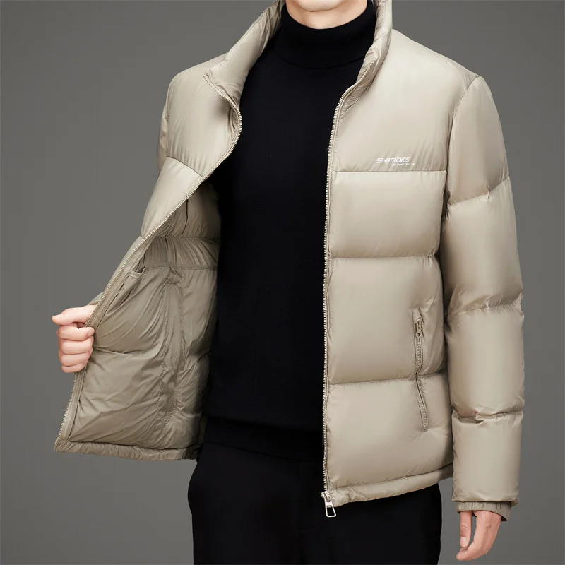 YEAE-Chaqueta de plumón corta con cuello levantado para hombre, Abrigo acolchado y ligero, ropa de diseño, de lujo, cálido, para invierno, 2024