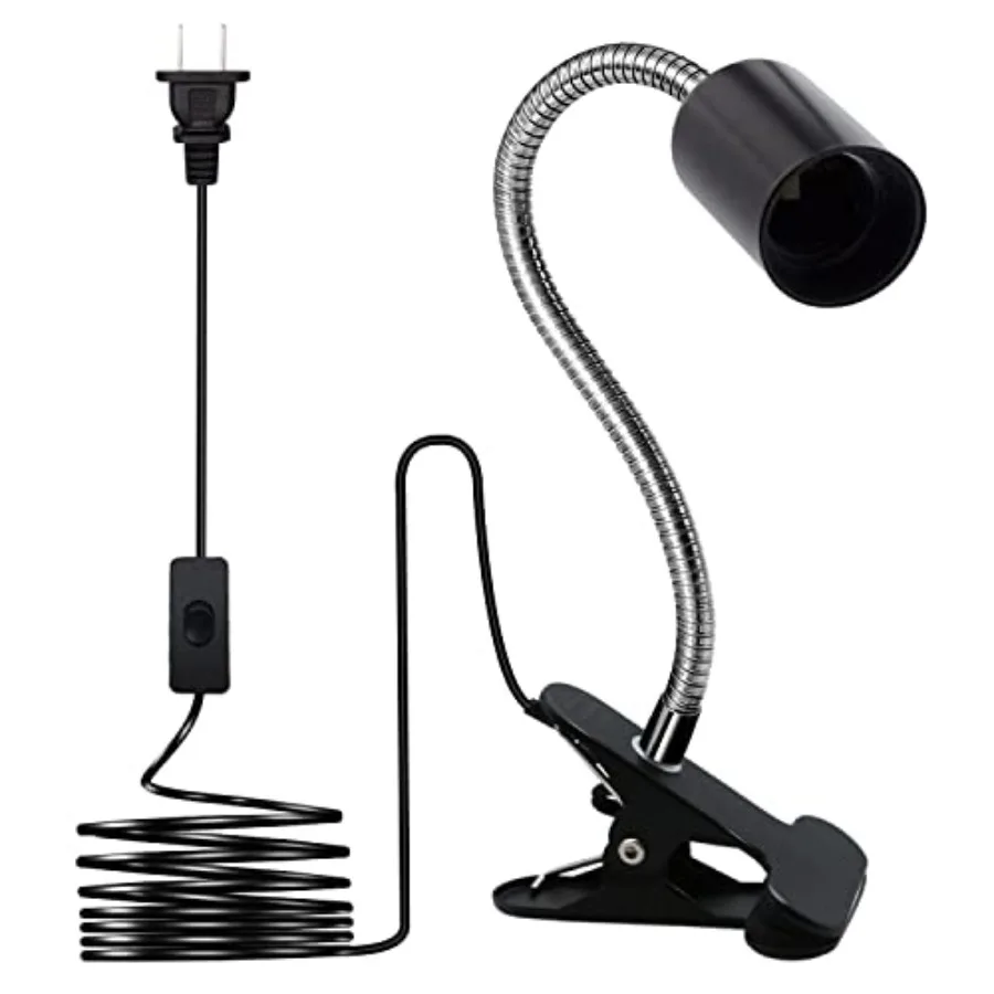 E26/E27 Desk Clip Lamp Holder Wire Neck Clip Holder Clamp Clip on Light Flexible Gooseneck Clamp Light Socket Table Light Adapt