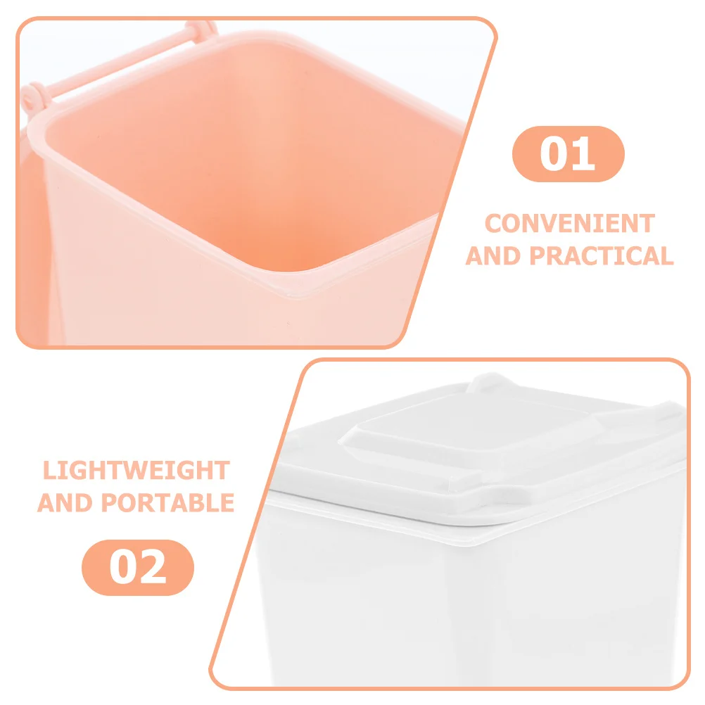 2 قطعة سلة مهملات سطح المكتب دلو نفايات صغير مع حامل قلم غطاء مناسب للمكتب المنزلي ومنظم مكتب السيارة #5