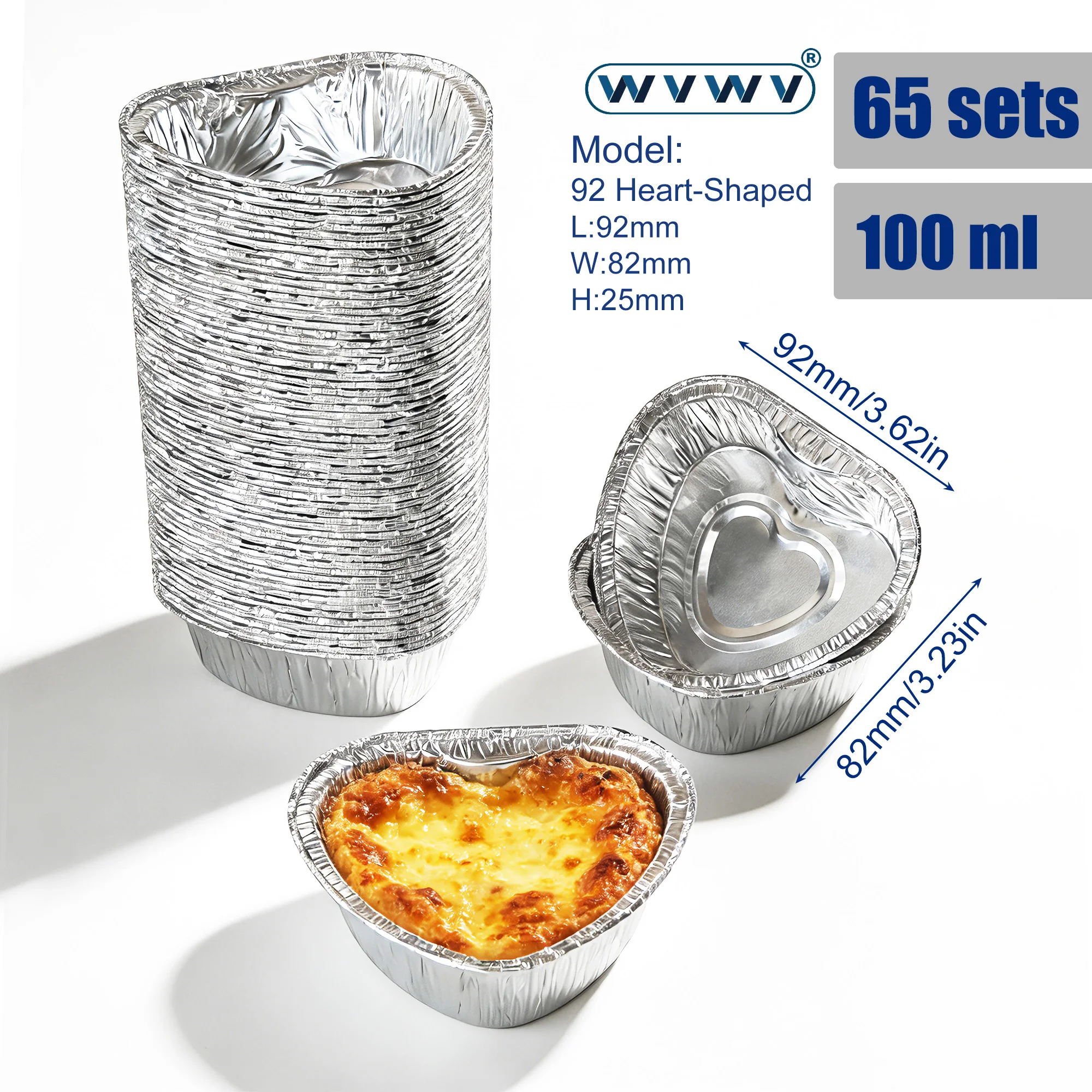 65Pcs Heart-Shaped Cake Cups, Heat-Resistant Baking Molds, Suitable for Air Fryers, Grills, Ovens, Ideal for Making Desserts, Chocolates, Cakes, and Pastries, Heart-Shaped Cake Molds, Suitable for Valentine's Day, Weddings, Mother's Day, Birthdays, Christmas