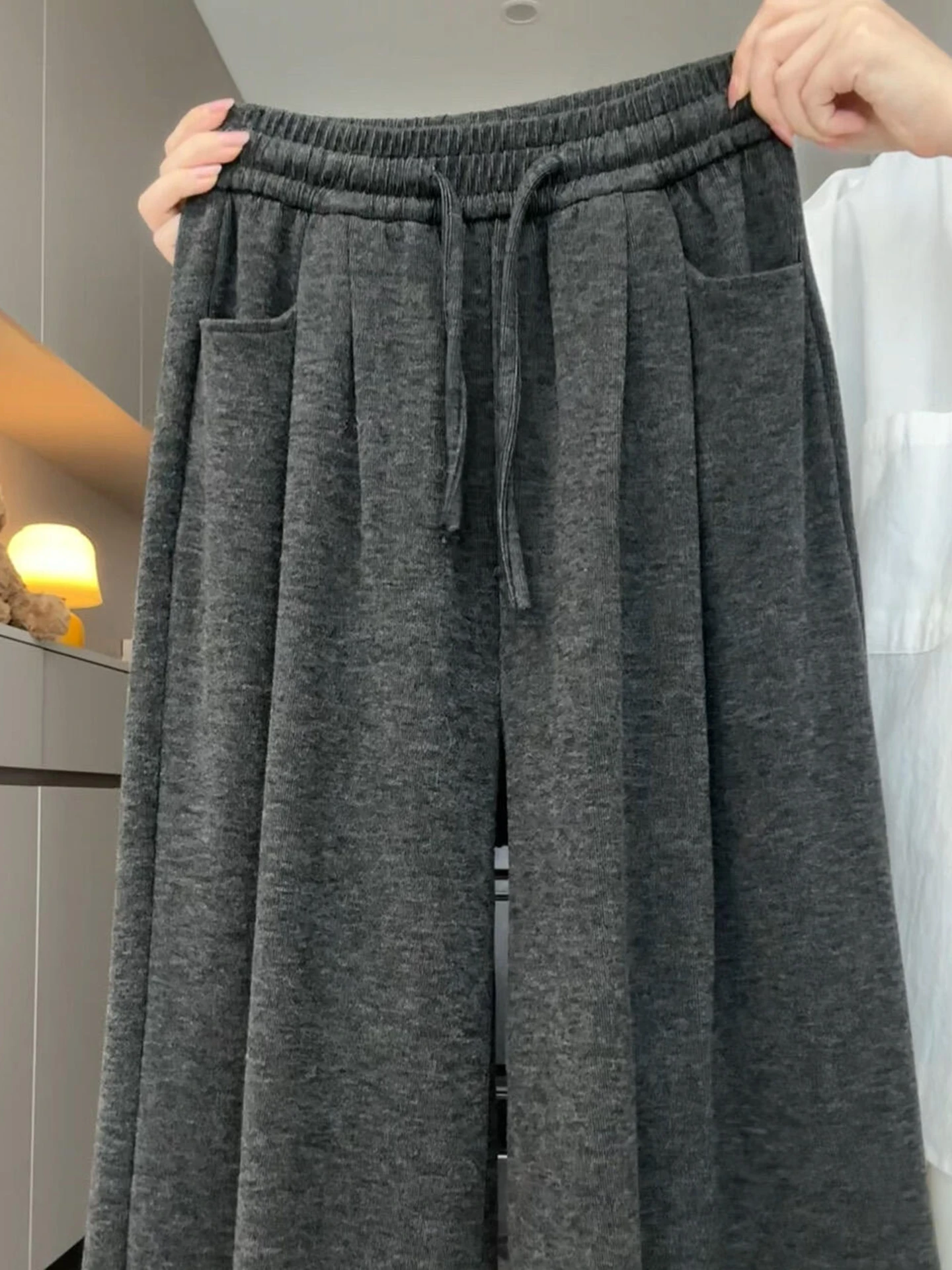 

Draped Soft ey Casual Pants Men Women Autumn Winter Wide Leg Spor Sweatpants Comfortable Loose Fit Trousers