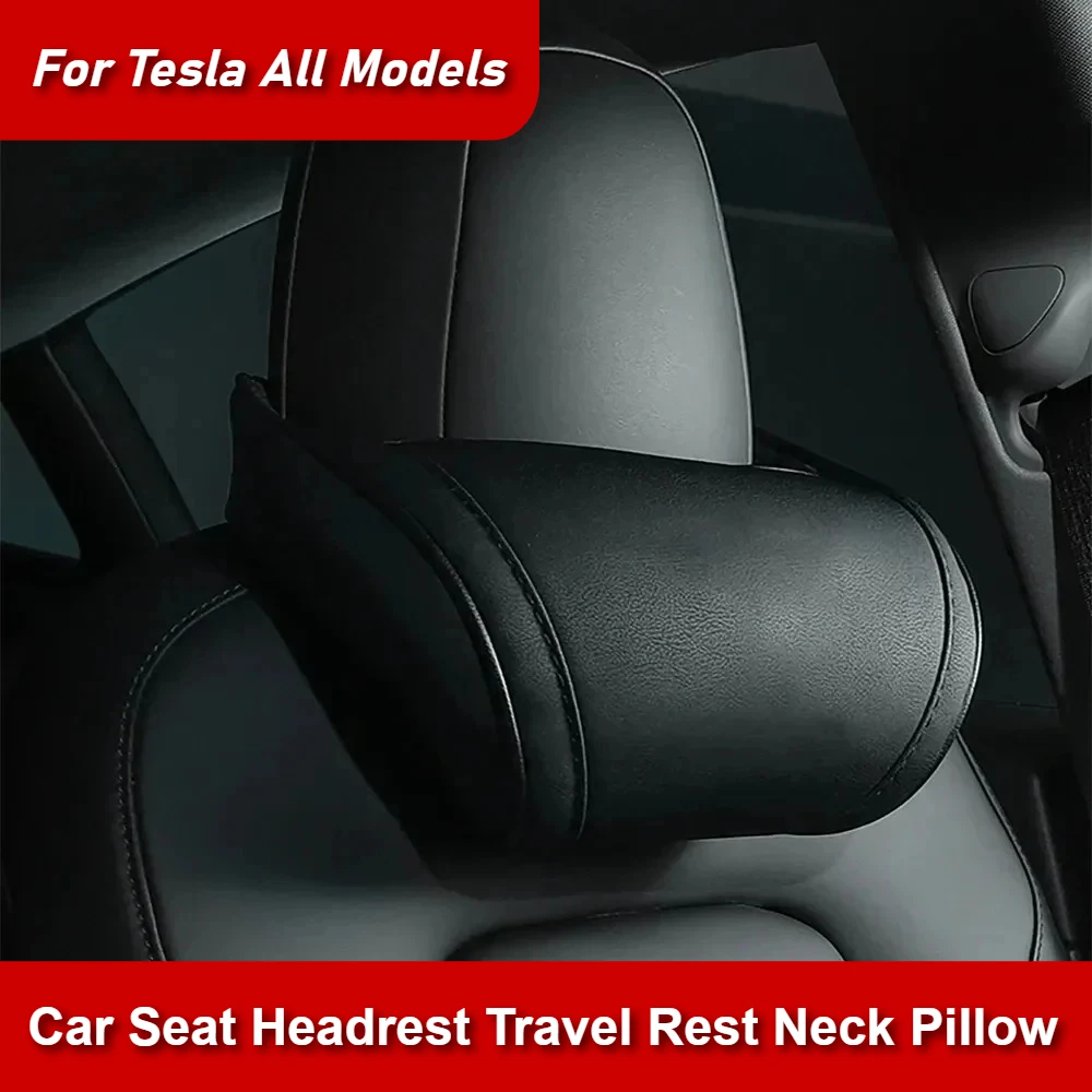Autositz Kopfstütze Reise Rest Nackenkissen für Tesla alle Modelle PU Leder bequeme Kopfstütze Universal Memory Foam Kissen