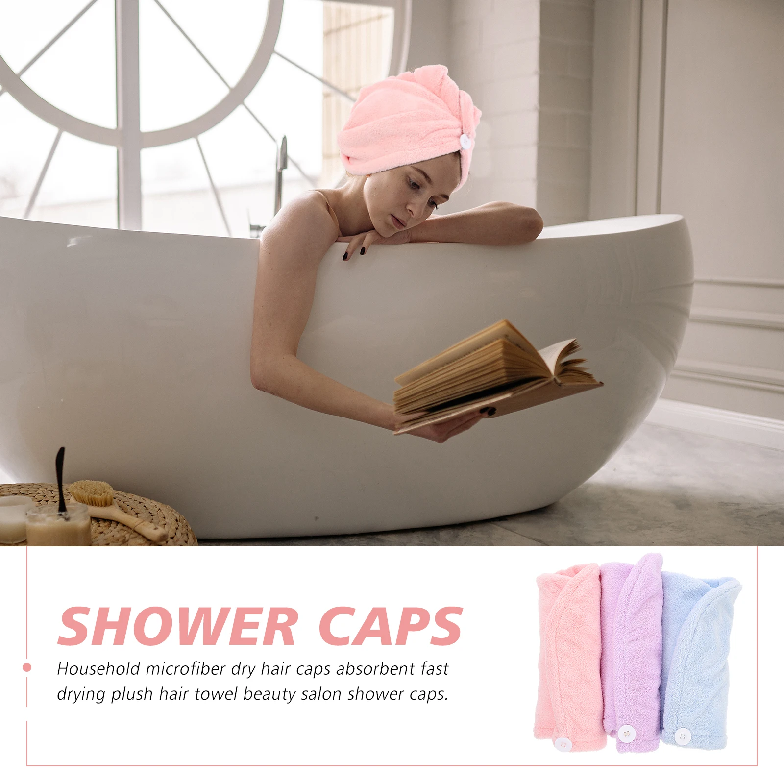 

3 Pcs Hair Towel for Thin Cap Women Absorb Water Quick-drying Wrap Coral Fleece Thick