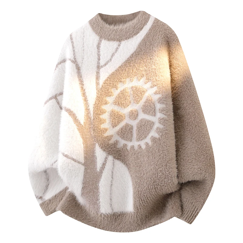 

Мужской толстый вязаный свитер 2022, осень-зима, новый модный стильный пуловер с круглым вырезом, теплый повседневный свитер для подростков