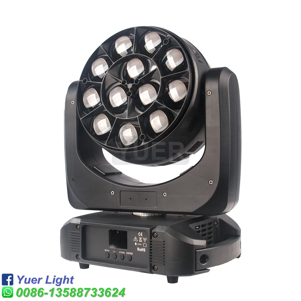 YUER LED Beam Wash Bees Eyes 12x40w RGBW Zoom Moving Head Light Stage Effect Lighting For Party Dj Disco Wedding Dance Floor Bar