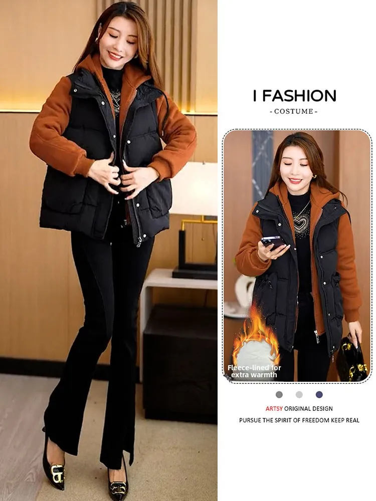 

Faionable Patchwork Hooded Jaet High Level Ele Winter New Women's Warm Cotton Clothes European Sle Commute Korean S...