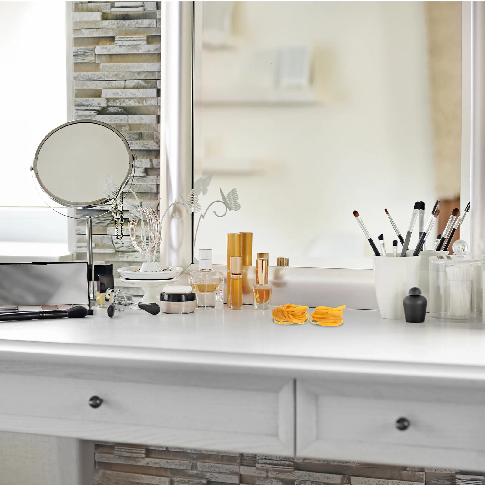 580 قطعة من الأربطة المطاطية المرنة حلقات مطاطية واسعة وسميكة مع مرونة ممتازة لربطات الشعر لتزيين المكاتب المنزلية #3