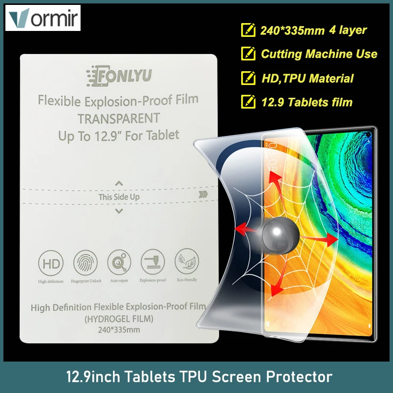 Vormir 30PCs 12.9 Tablets Screen Protector for iPad Air Pro HD Hydrogel Sheets Protective Film for Phone Skin Cutting Machine