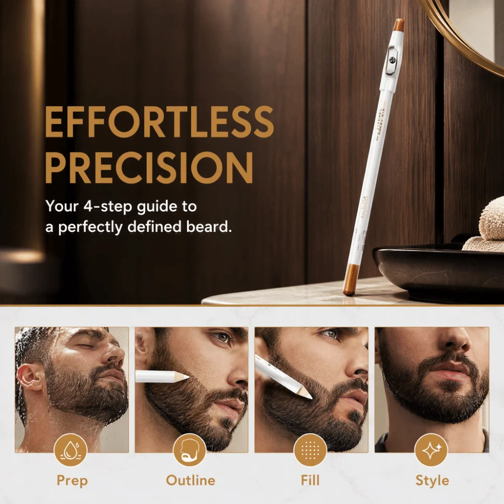2pcs Professional Minerals Beard Lineup Pen White Color With Sharpener Beard Pencil Filler Easy To Use Beard Liner Pen