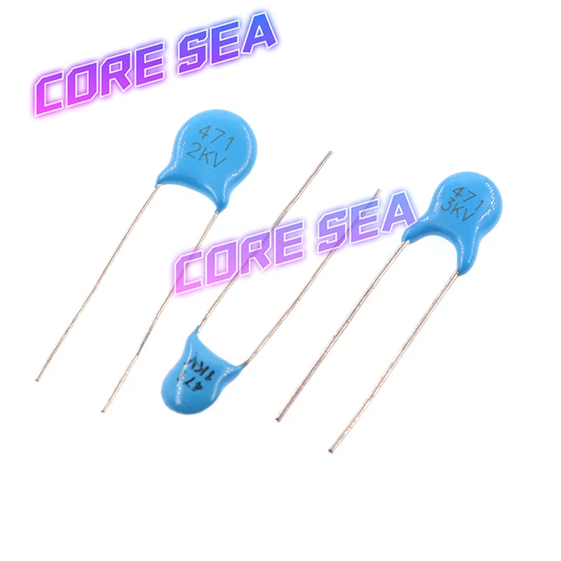 High voltage ceramic chip capacitor 471 470PF 1000V 2KV 3kV direct insertion capacitor 50PCS