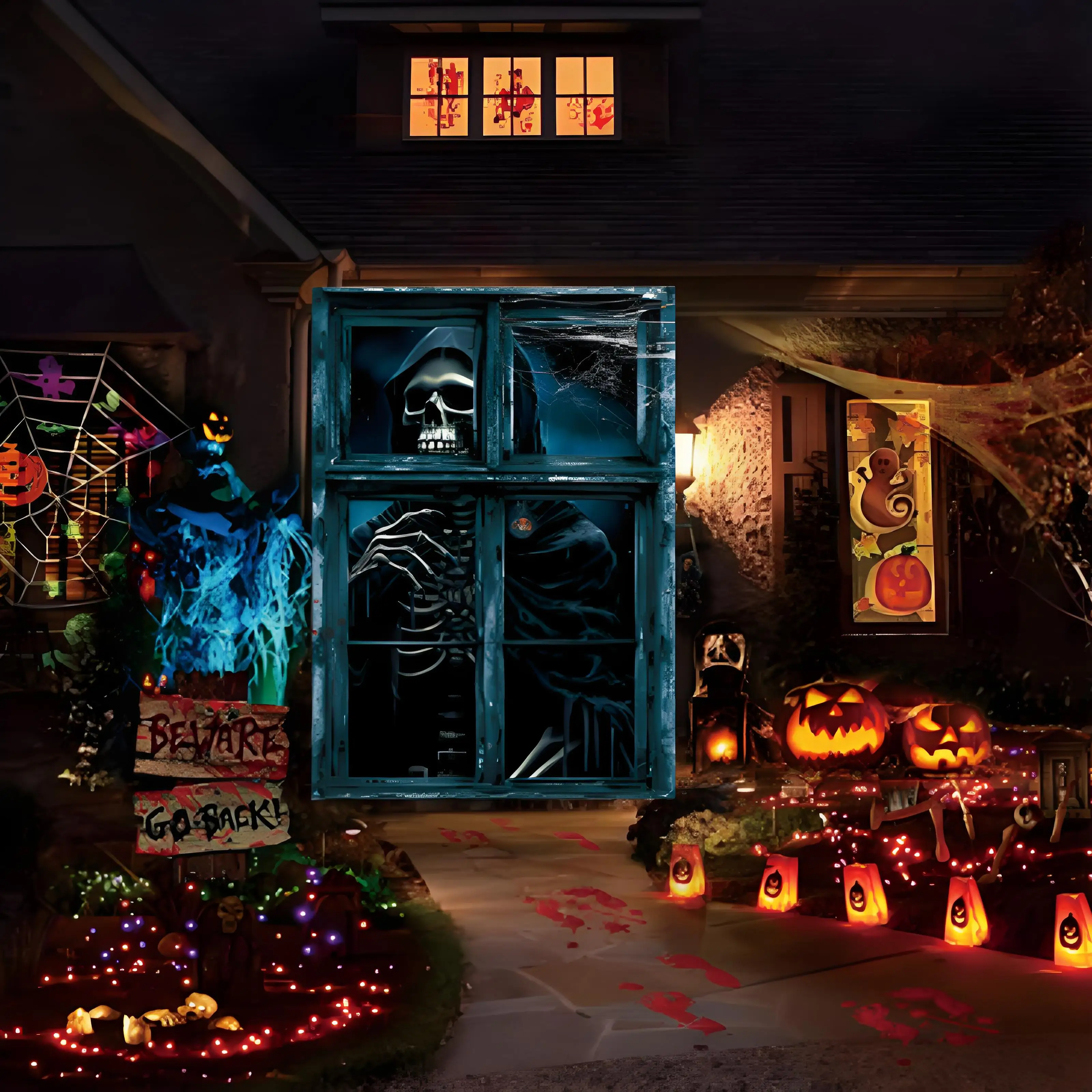 

2025 New Halloween Stickers Background Decoration Party Atmosphere Decoration Stickers Accessories by 9.84 * 19.69 inches