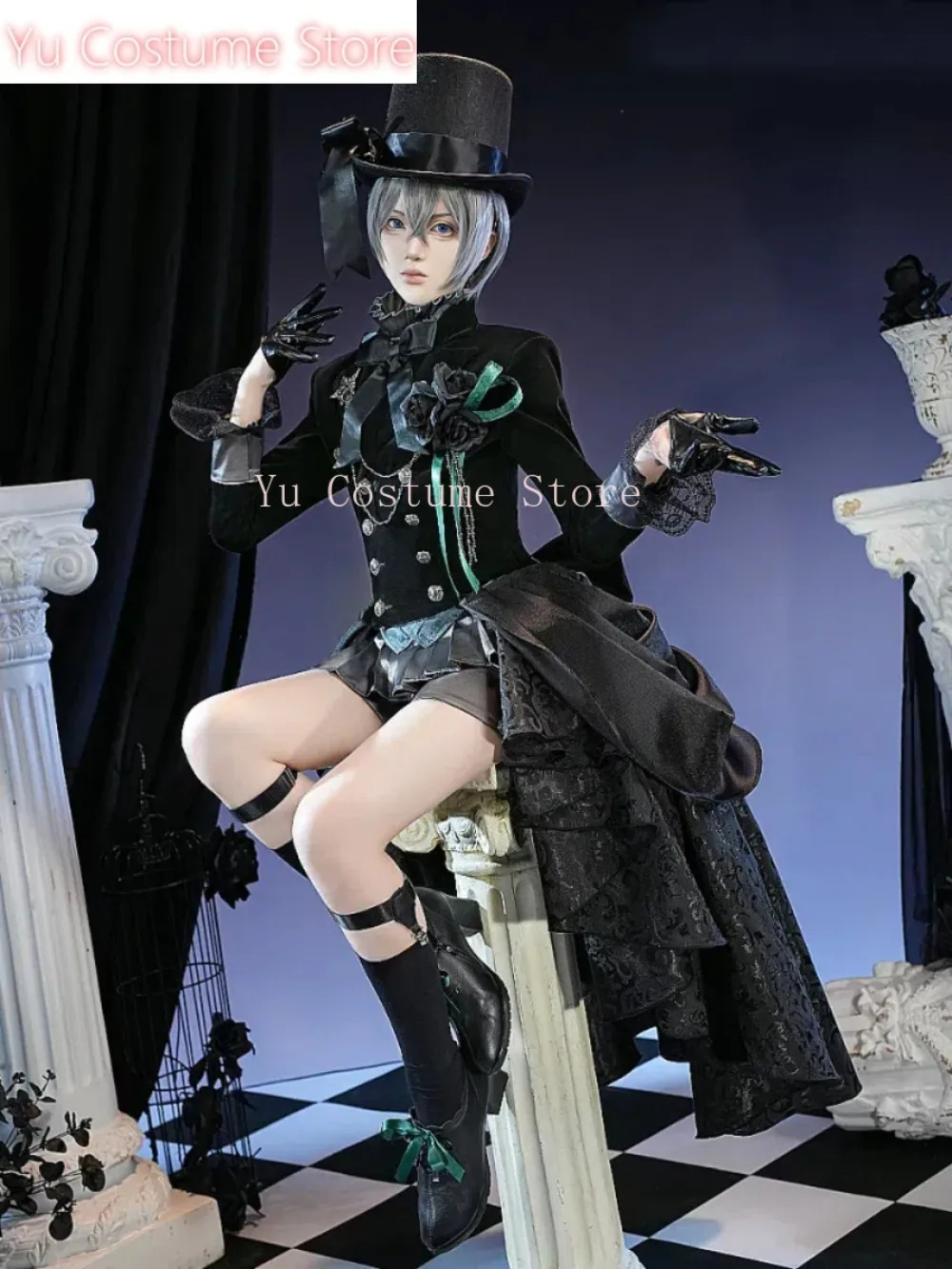 

Юй костюм Черный дворецкий Сиэль Фантомхайв Черная роза игровой костюм великолепная униформа косплей костюм Хэллоуин вечерние наряд для ролевых игр