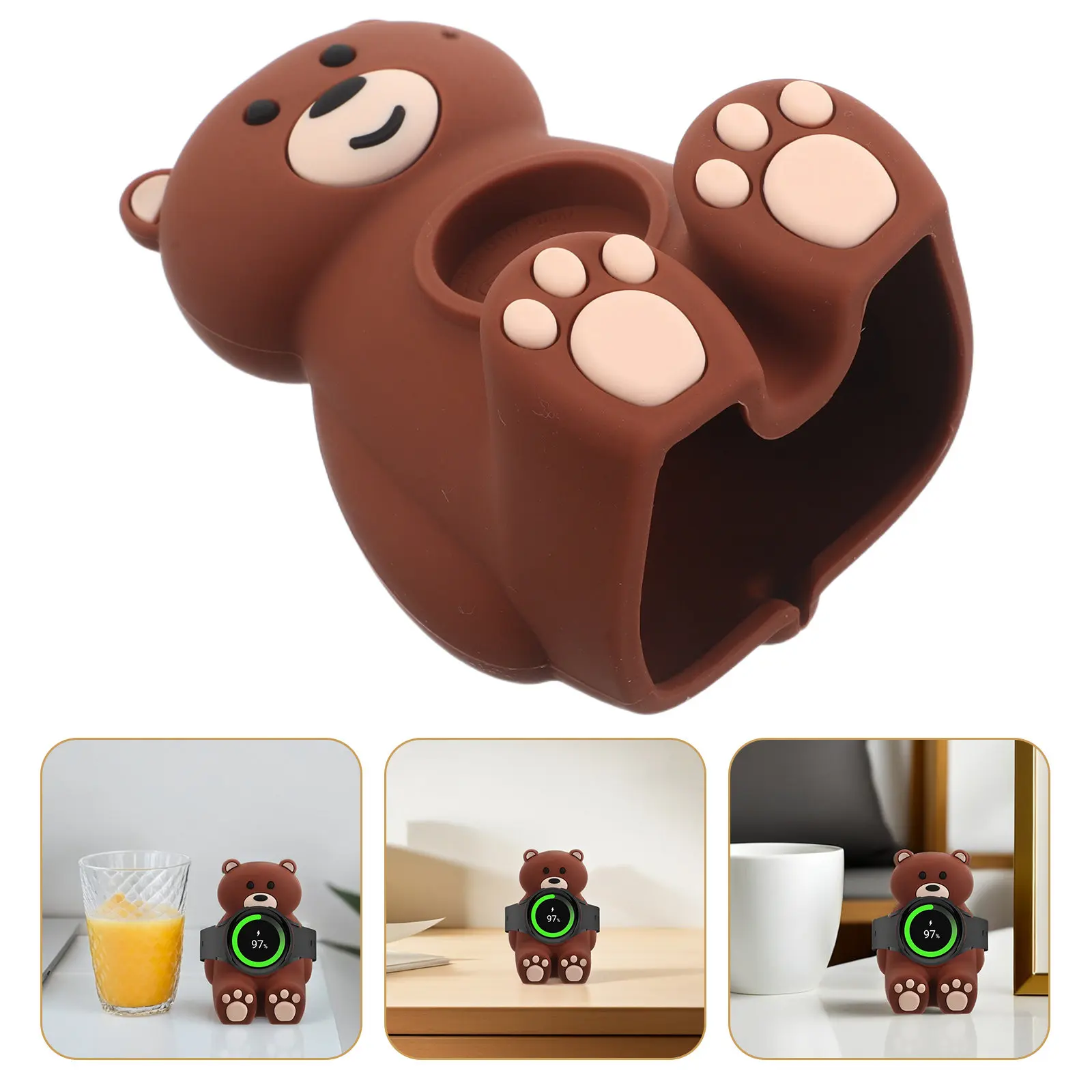 

Watch Charging Stand Bear Silicone Non-Slip Vertical Dock Holder Desktop Watch Charger Rack Office Home Silicone Stand