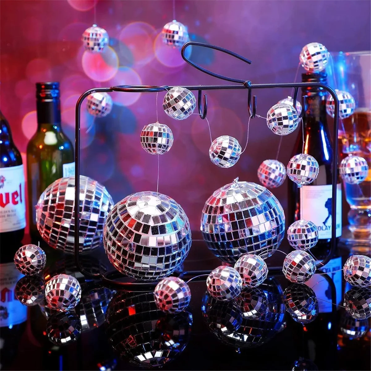 

NNVC 8 Packs 4.9ft Disco Ball Party Decorations Mini Disco Ball Ornaments Mirror for Christmas Wedding 70s Dance Music Party