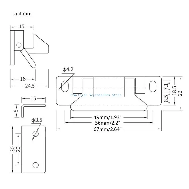 U75E الأثاث خزانة خزانة المطبخ إغلاق خزانة الباب قفل مزلاج مخفي الصيد #6