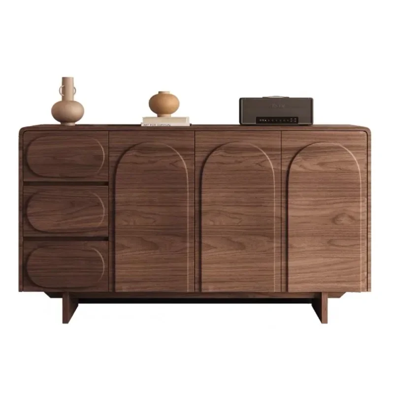 dining side cabinet, walnut door cabinet, light luxury locker, American retro chest cabinet, French decorative cabinet
