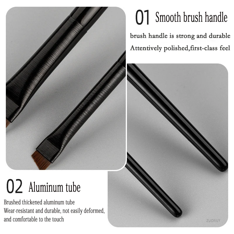 Angulado Thin Blade Maquiagem Escova de sobrancelha, Flat Fine Eyeliner, Liner Brow Professional, Beauty Make Up Tool, 1 Pc, 2Pcs