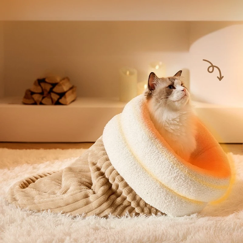 

Winter Warm Cat Nest Sleeping Bag Closed Kitten Beds Security Kennel Dog House Warm Plush Sleeping Bag Cat's Nest Supplies