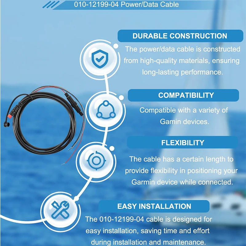 010-12199-04 Kabel zasilający/napędzający 4-pinowy zamiennik do Garmin Striker Echo, Striker Plus, Striker Vivid, Striker 4, echosondy, Echomap