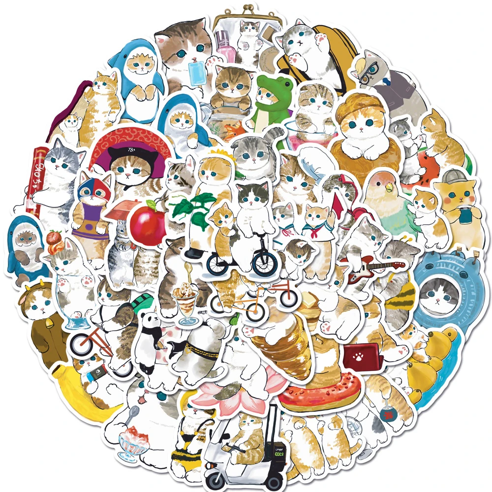 

10/30/50pcs Funny MEME Cats Stickers Kawaii Girls Animal Decal Decorative Scrapbooking Diary Stationery PVC Cute Cartoon Sticker