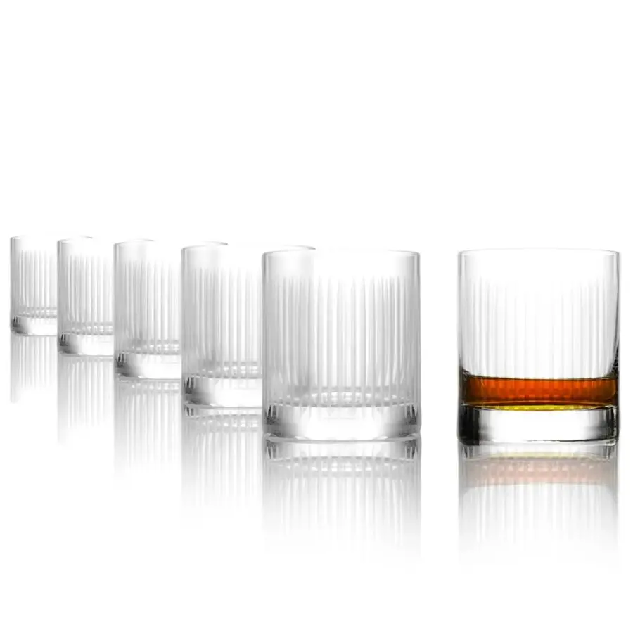 Juego de vasos de whisky Soho, vaso de 10,75 oz con base pesada, juego de 6 vasos de cristal elegantes, sin plomo, apta para lavavajillas, whisky G