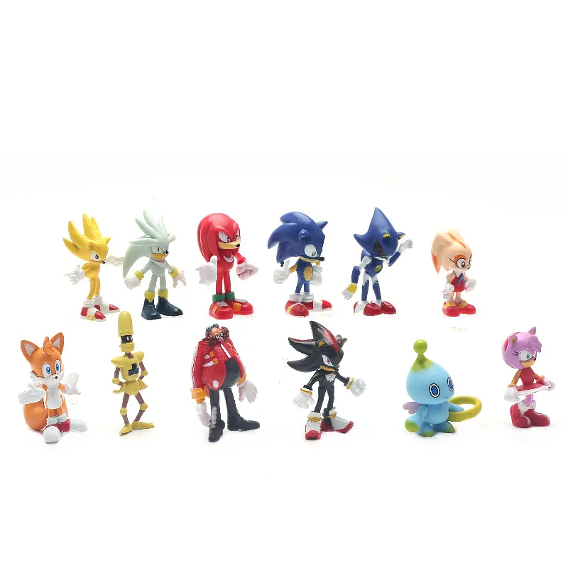 Sonik 12-piece PVC cartoon model ornaments Sonic Boy