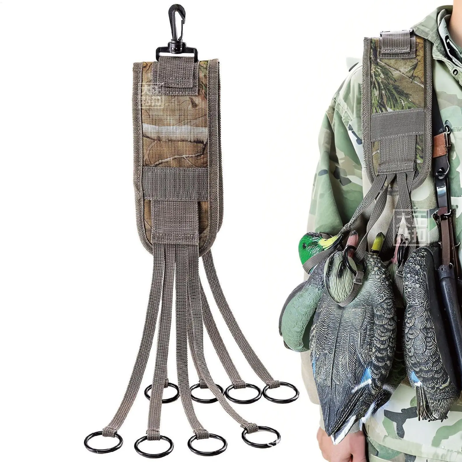 Duck Call Lanyard Non-slip Duck Hunting Lanyard with 8 Rings Lightweight Pet Hunting Stringer for Wild Avian Geese Waterfowl