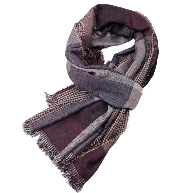 Factory Direct Sales Classic Men\'s Plaid Yarn-Dyed Scarf Autumn and Winter Double-Sided Tassel Men\'s Scarf in Stock Wholesale