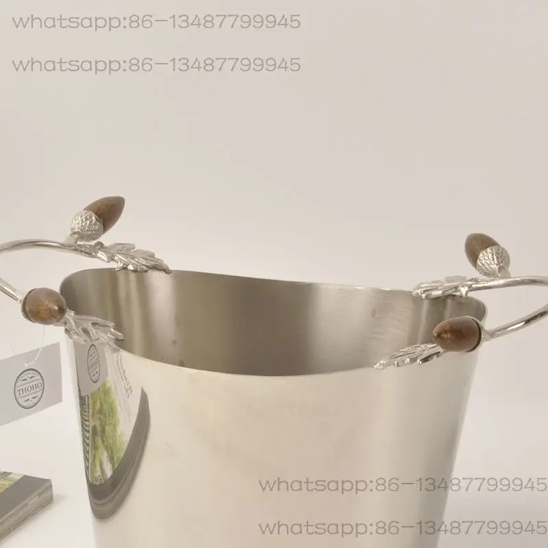 

India Imported Nordic Light Luxury Silver Metal Champagne Ice Barrel Beer Barrel Villa Restaurant Table Decoration Ornaments