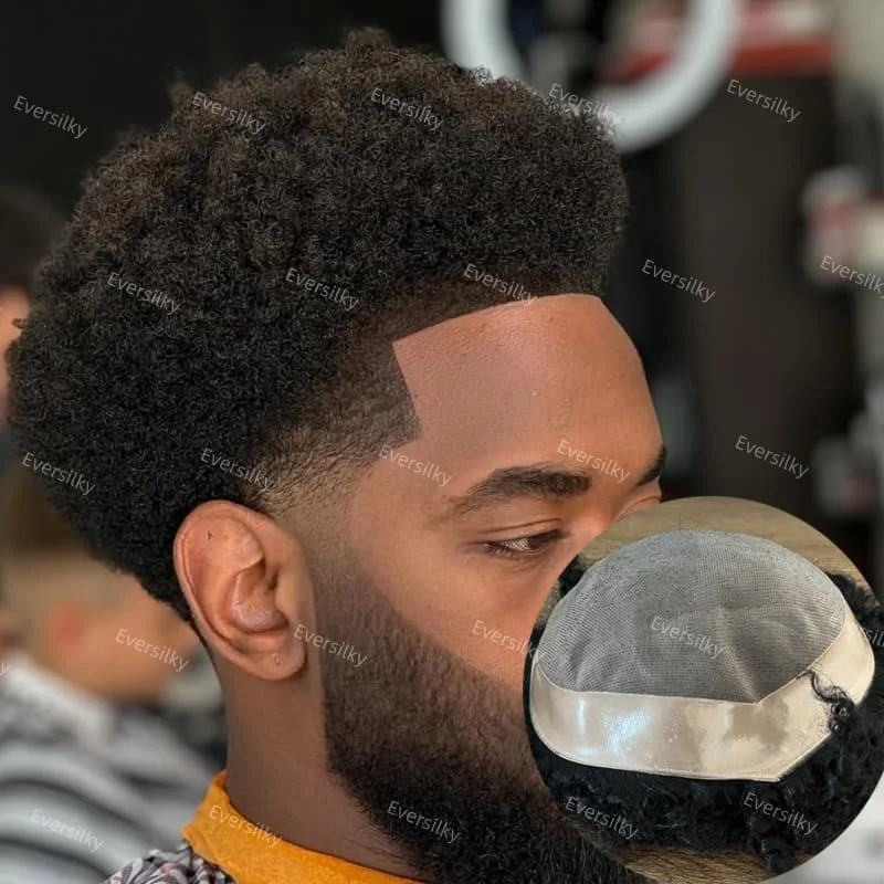 شعر مستعار رجالي ناعم وجيد التهوية من مادة Npu Bond # 1 # 1ب # 2 # 3 # 4 أسود بني 6 مم 8 مم 10 مم شعر مستعار للرجال الأمريكيين من أصل أفريقي