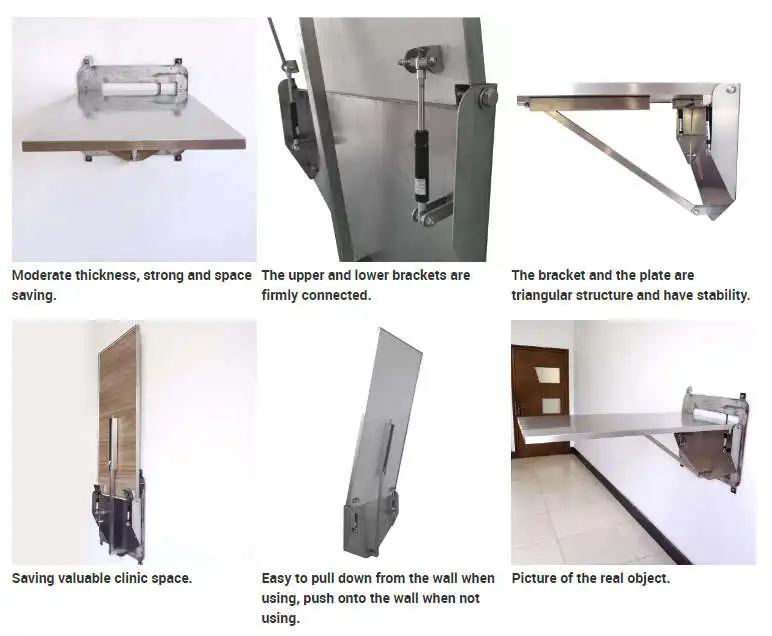 Stainless Steel  Medical Fold Up Table Pet Animal Hospital Instrument Folding Wall Mounted Veterinary Exam Table