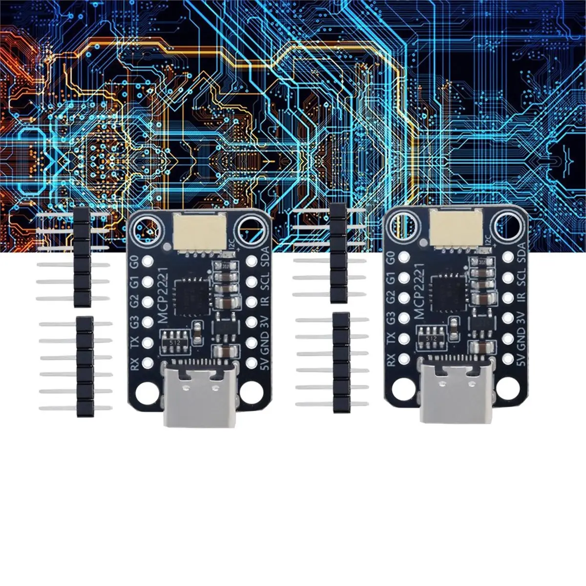 2PCS MCP2221A USB to GPIO ADC/ Adapter Module TYPE-C Signal Processing Board for OLED Display Sensor PWM Driver