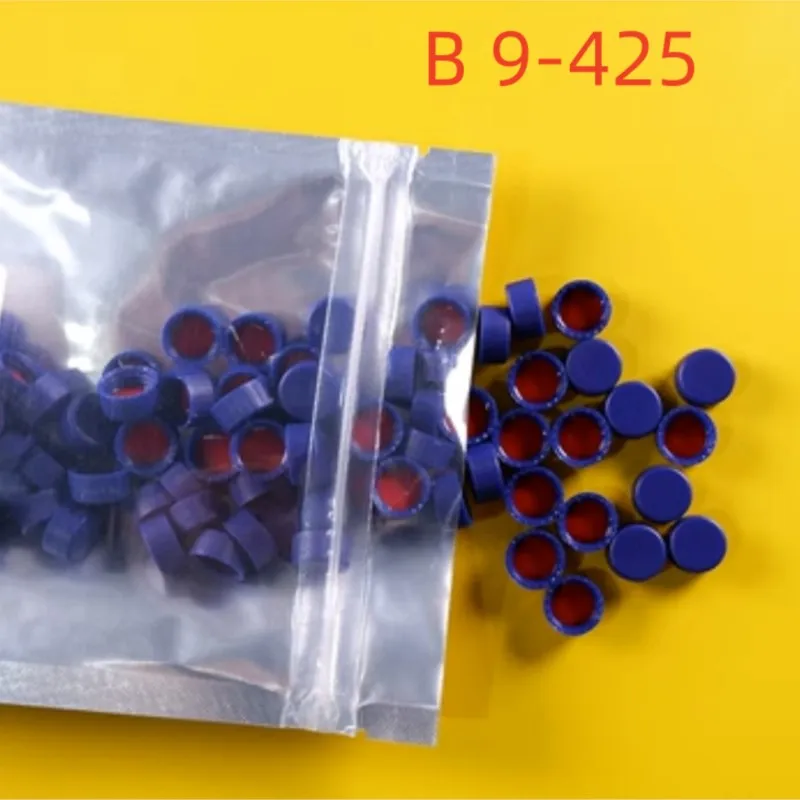 100pcs 9mm Redwhite silicone (1mm) thick blue screw lid with septa common for 2ml Agilent/waters Screw Chromatography vial 9-425