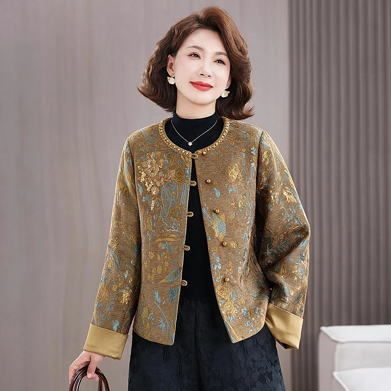 New Chinese Style National Trend Improved Hanfu Shanxieli Zhi Jin Tihua Ironwork Embroidery Long Sleeve Women's Jacket Coat