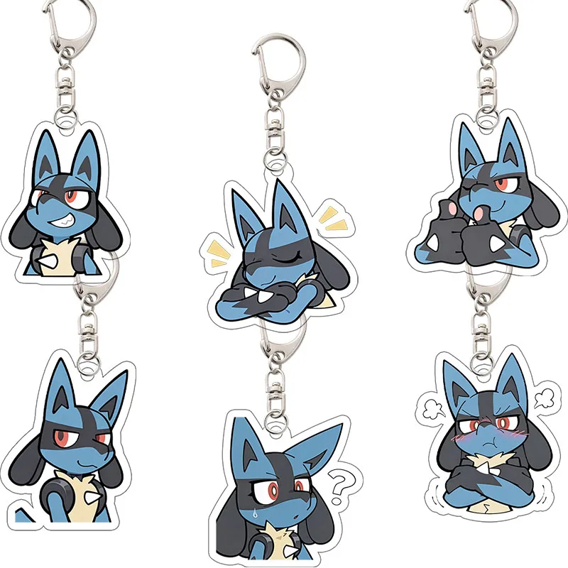 Kawaii Expression Series Lucario Pocket Monsters Acrylic Keychain Bag Pendant Anime Cartoon Accessories Decoration Birthday Gift