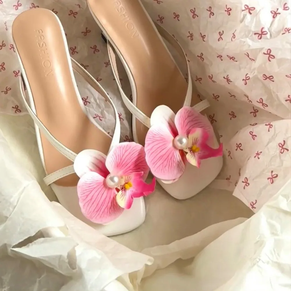 1 Pair Simulation Coloful Thai Fairy Butterfly Flower Shoe Buckles Butterfly Orchid Decorate The Upper Simulation Buckles Decor