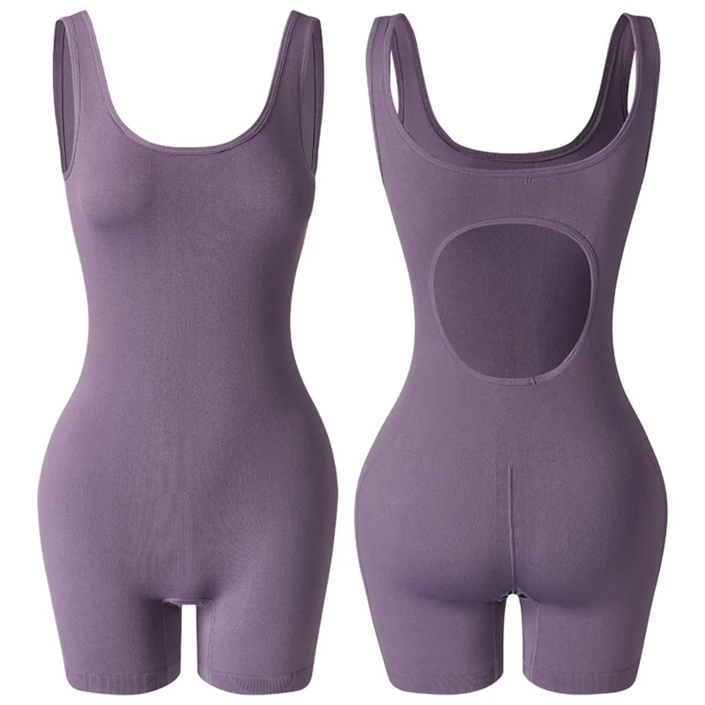 

Simple U-neck Slim Fit Shapewear Tummy Control Butt Lifting Bikini Bodysuits Seamless Sleeveless Slimmer Body Shapers Gym