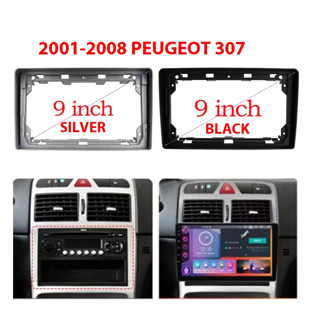 9 Inch Radio Fascia Fit For 2001-2008 PEUGEOT 207 307 CITROEN C2 C3 TOYOTA ProAce GPS Frame Dash Mount Kit Bezel Car Accessori